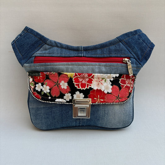 Special Japanese Flowers ♻️ Jeans Recycled ♻️ + Bolsillo trasero · Pieza Única Núm. 16195