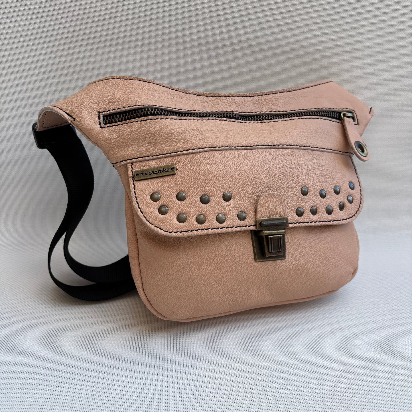 Riñonera "Mini Premium Beige & Pink" · Piel · Cuero · Pieza Exclusiva Núm. 16841