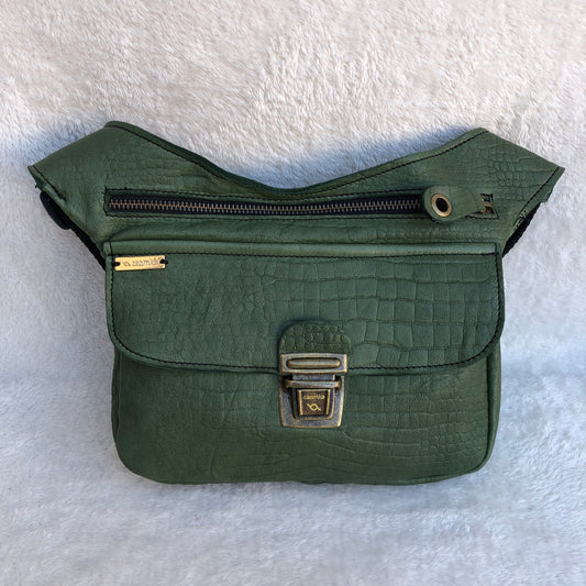 Classic Green &amp; Old Gold Natural BioCuir® Leather Exclusive Piece No. 7690