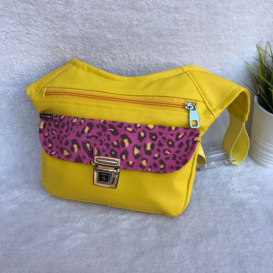 Special Yellow &amp; Animal Print Vegan Leather. Unique Piece No. 8368