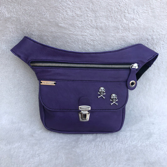 Kopie von Mini Premium Skulls Purple &amp; Silver Natural BioCuir® Leather Unique Piece No. 8790