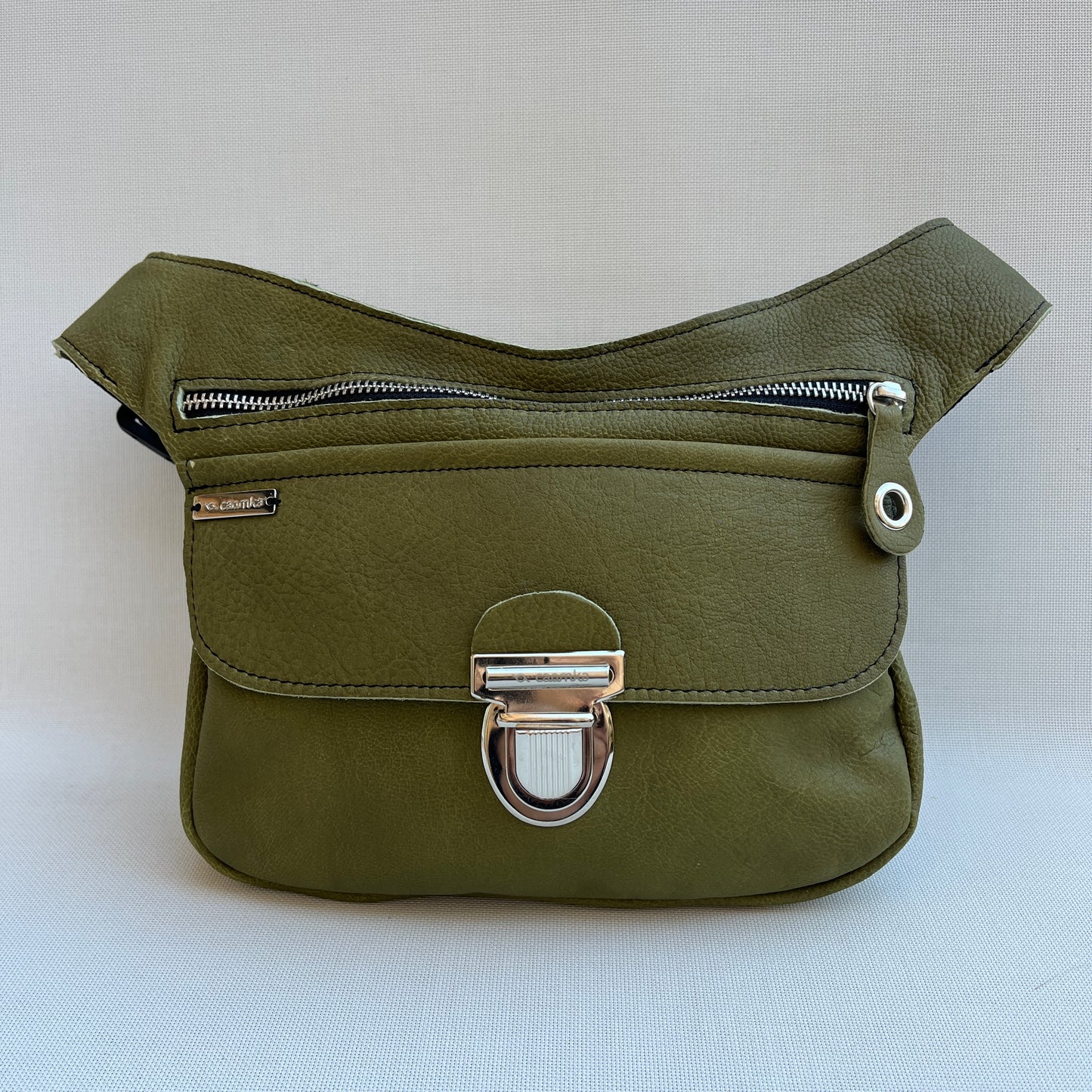 Special Pistachio Green &amp; Silver Natural BioCuir® Leather Exclusive Piece No. 13034