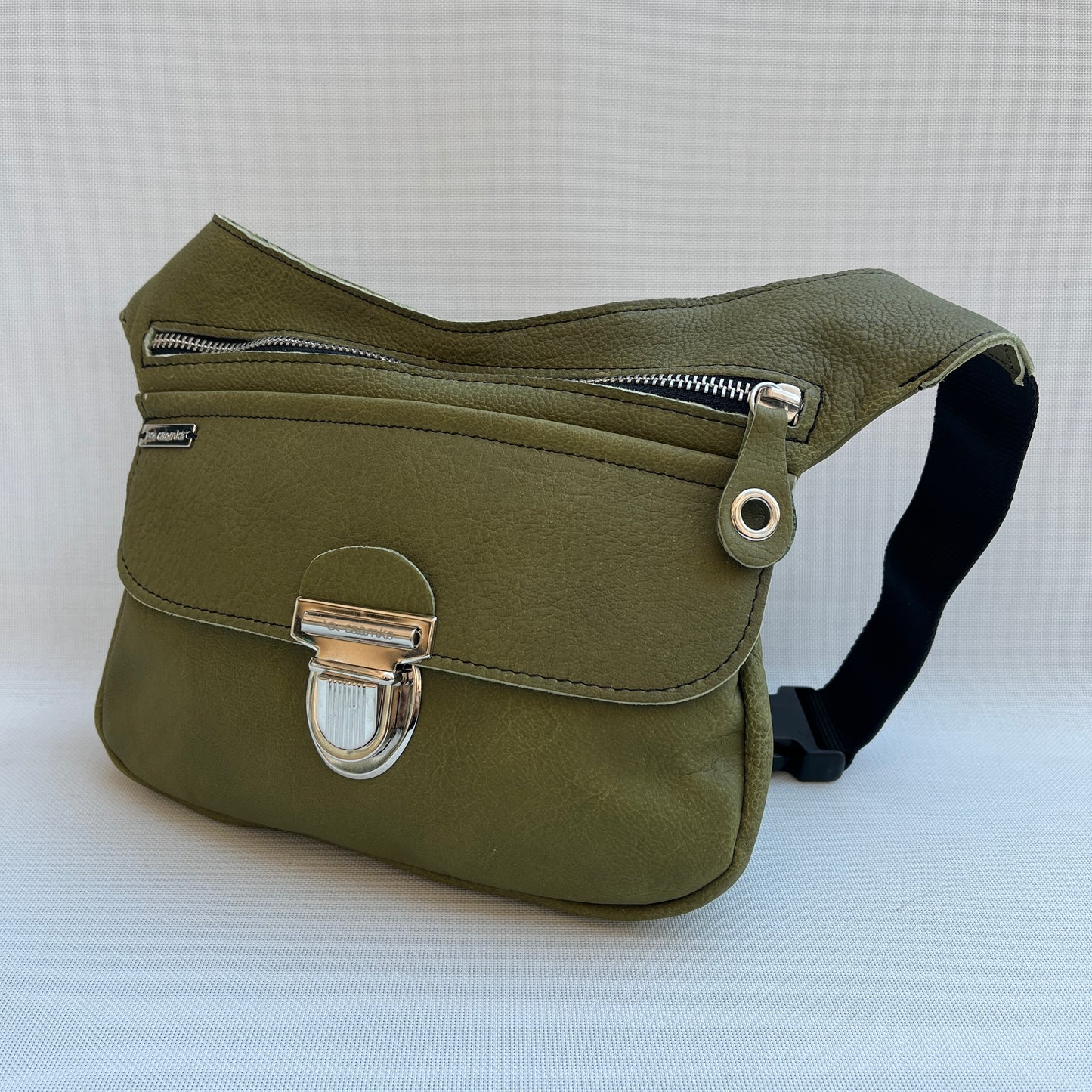 Special Pistachio Green &amp; Silver Natural BioCuir® Leather Exclusive Piece No. 13034