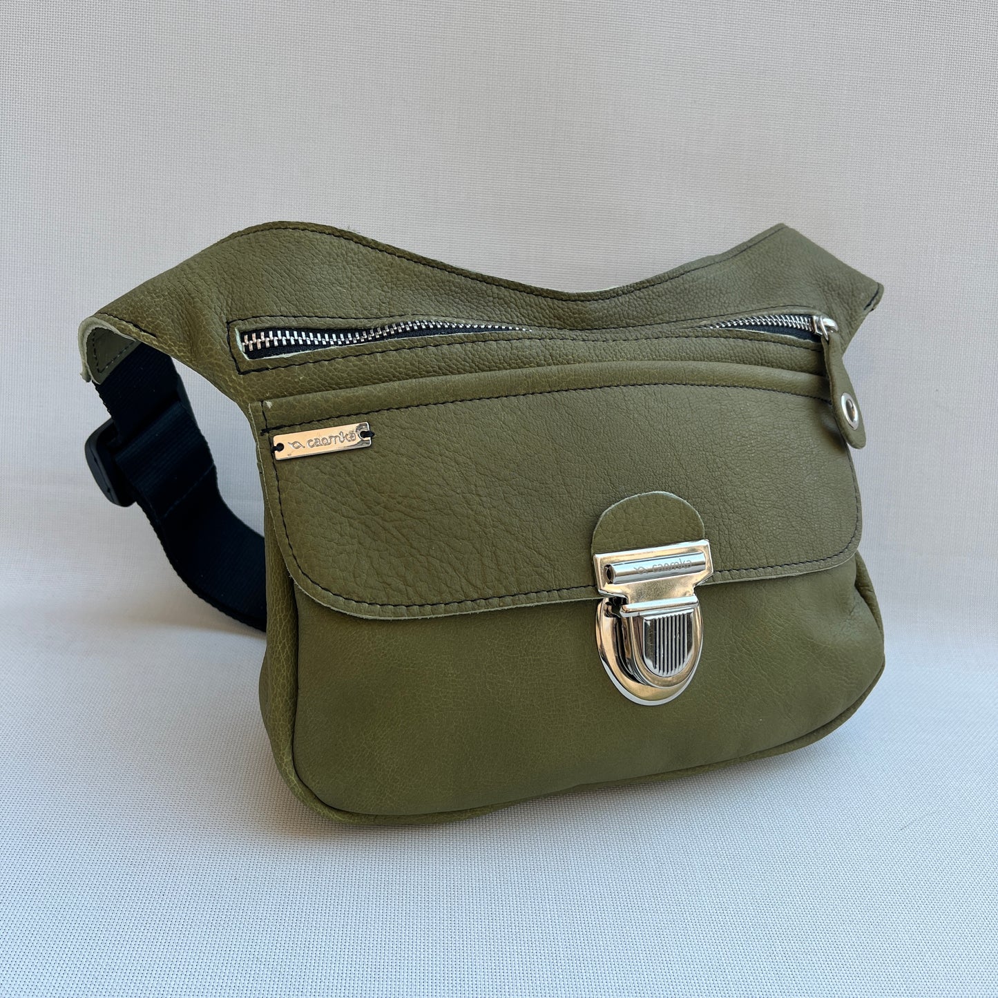 Special Pistachio Green &amp; Silver Natural BioCuir® Leather Exclusive Piece No. 13034